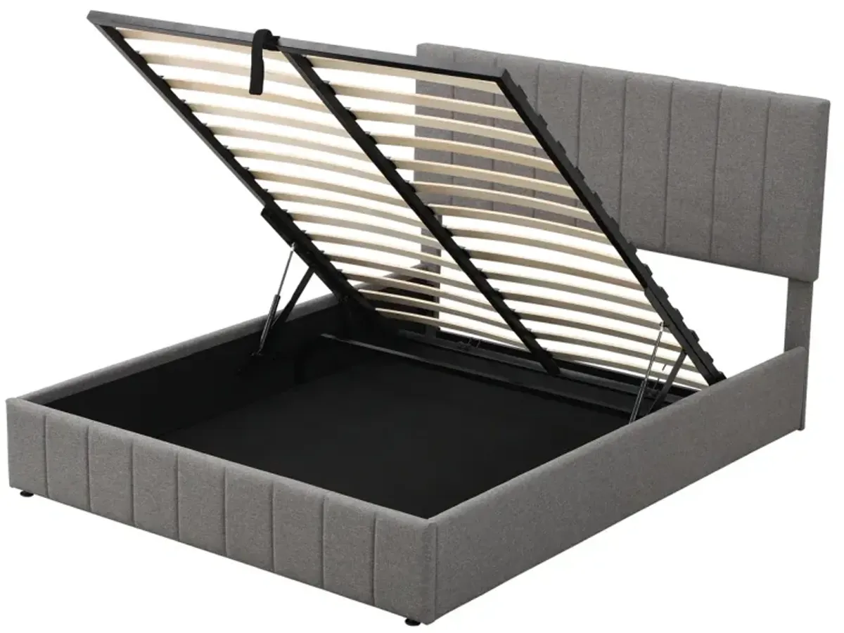 Queen Size Upholstered Platform Bed With A Hydraulic Storage System