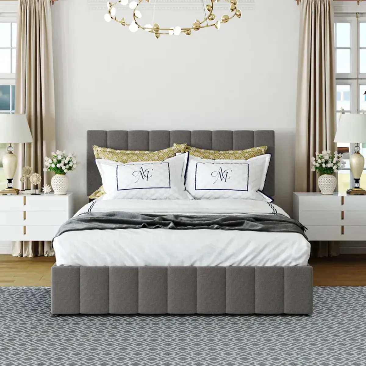 Streamdale Queen Size Upholstered Platform Bed With A Hydraulic Storage System