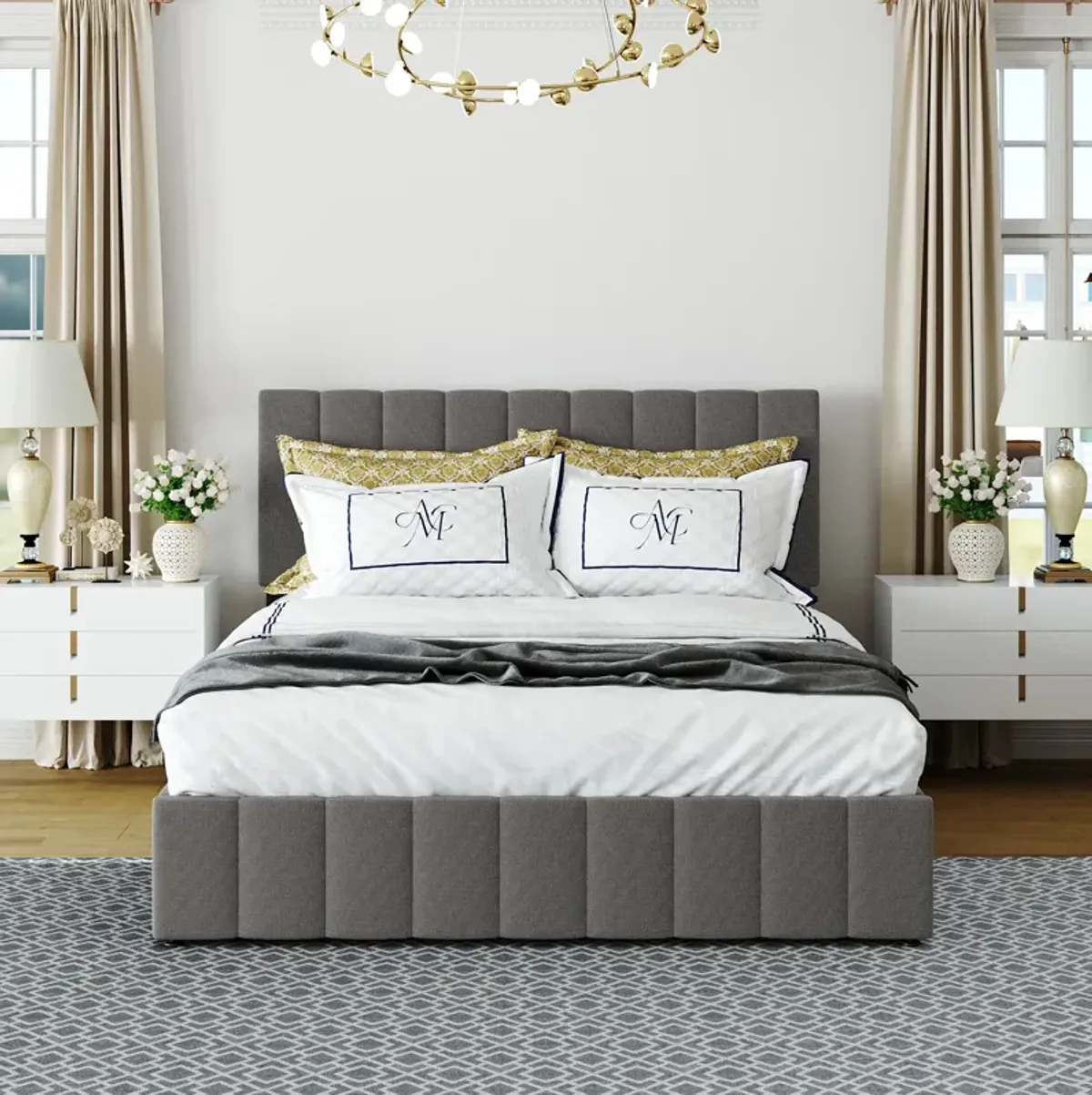 Streamdale Queen Size Upholstered Platform Bed With A Hydraulic Storage System