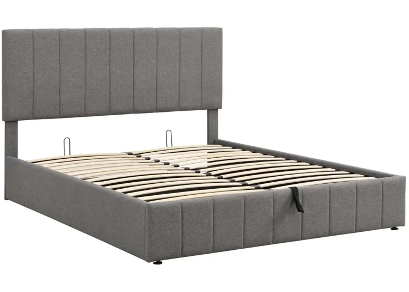 Queen Size Upholstered Platform Bed With A Hydraulic Storage System