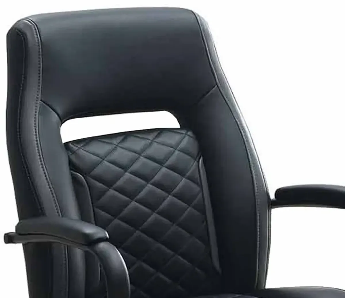 Ida 26 Inch Ergonomic Office Chair, Faux Leather Swivel Seat, Black, Gray-Benzara