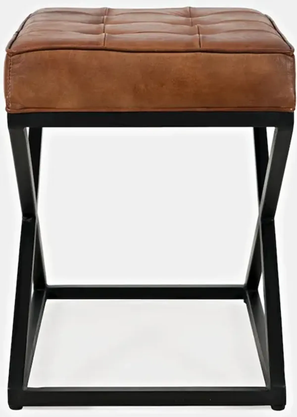 Jofran Global Archive Distressed Genuine Leather Ottoman Stool