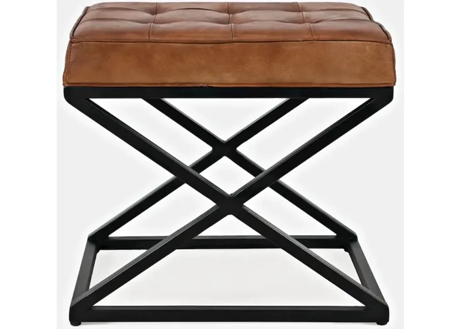 Jofran Global Archive Distressed Genuine Leather Ottoman Stool