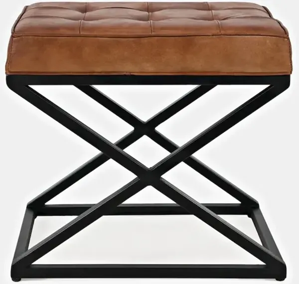 Jofran Global Archive Distressed Genuine Leather Ottoman Stool