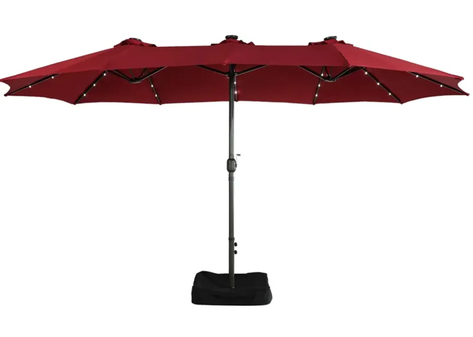 MONDAWE 15ft Rectangular Double-Sided Solar LED Outdoor Patio Market Umbrella with Base Included