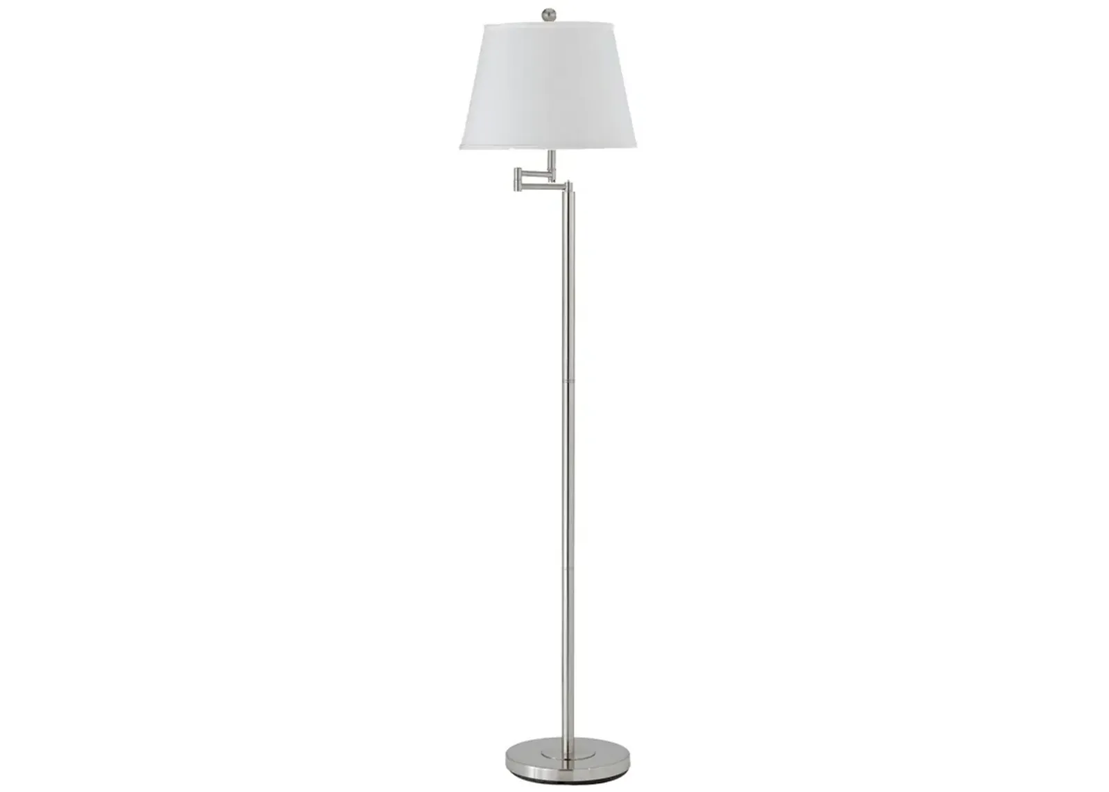 Metal Round 3 Way Floor Lamp with Spider Type Shade, Silver and White-Benzara