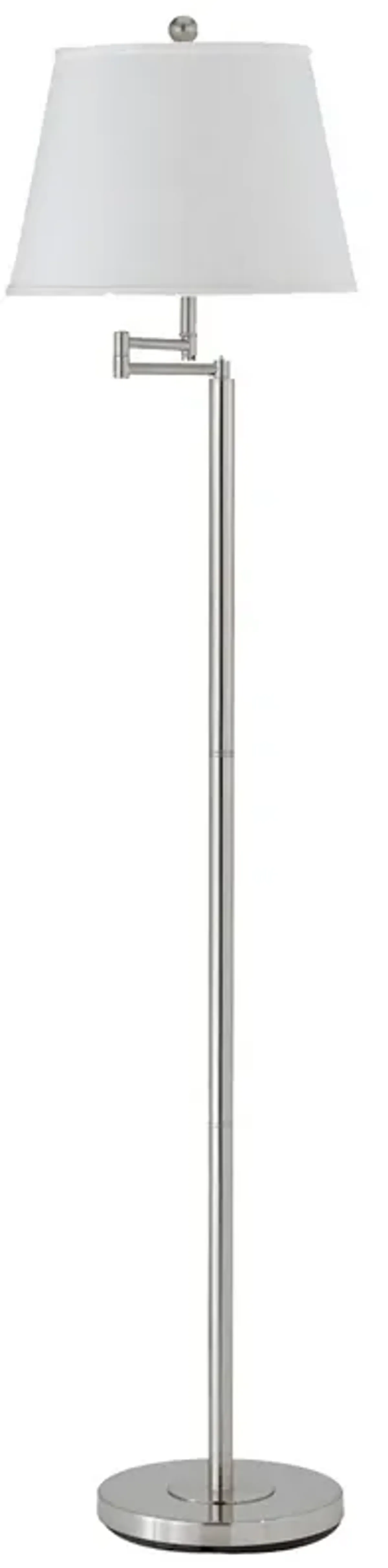 Metal Round 3 Way Floor Lamp with Spider Type Shade, Silver and White-Benzara