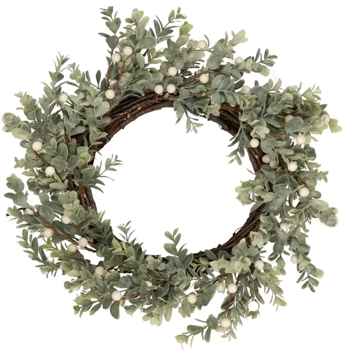 White Berry and Eucalyptus Christmas Wreath  18-Inch  Unlit