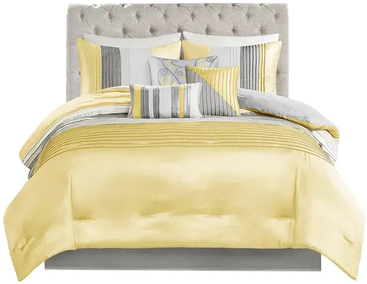 Gracie Mills Nixon 7-Piece Contemporary Striped Comforter Set