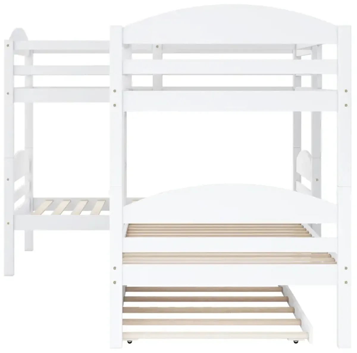 Twin L-Shaped Bunk Bed With Trundle