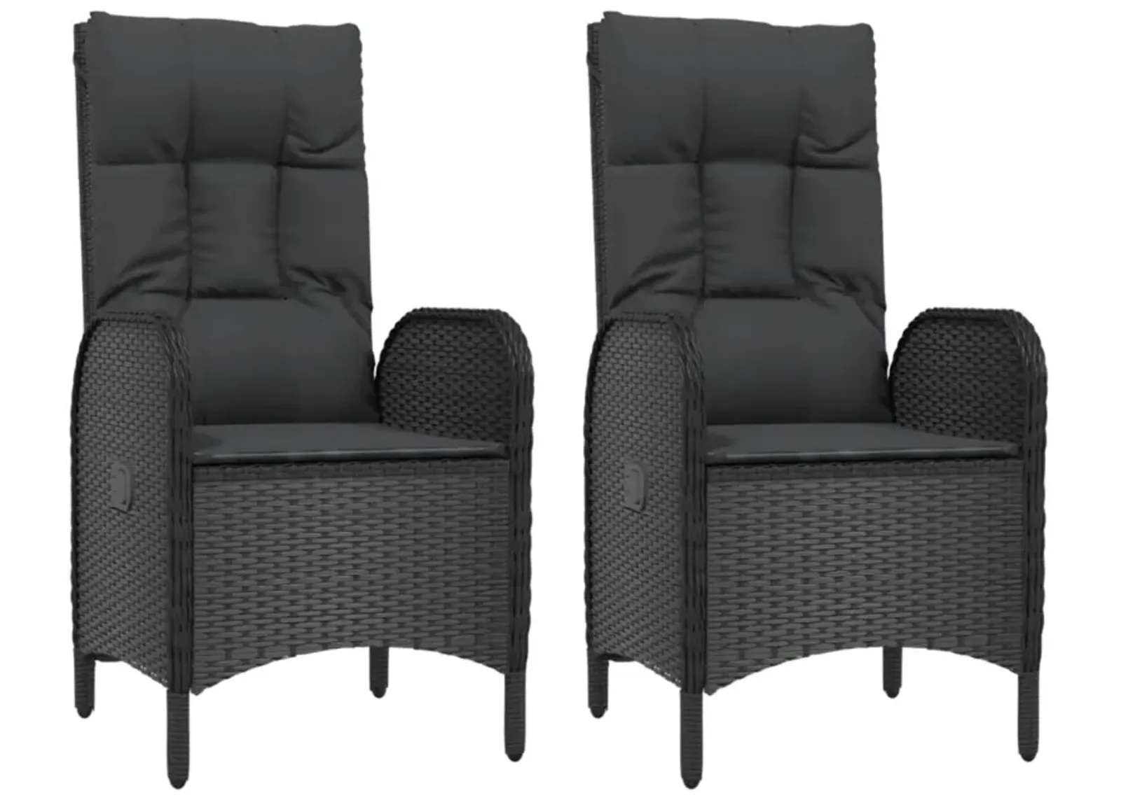 vidaXL Patio Chairs 2 pcs Poly Rattan Black