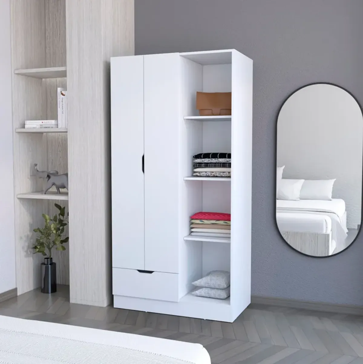 Streamdale Cimarron 2-Door Armoire With Open Compartment White
