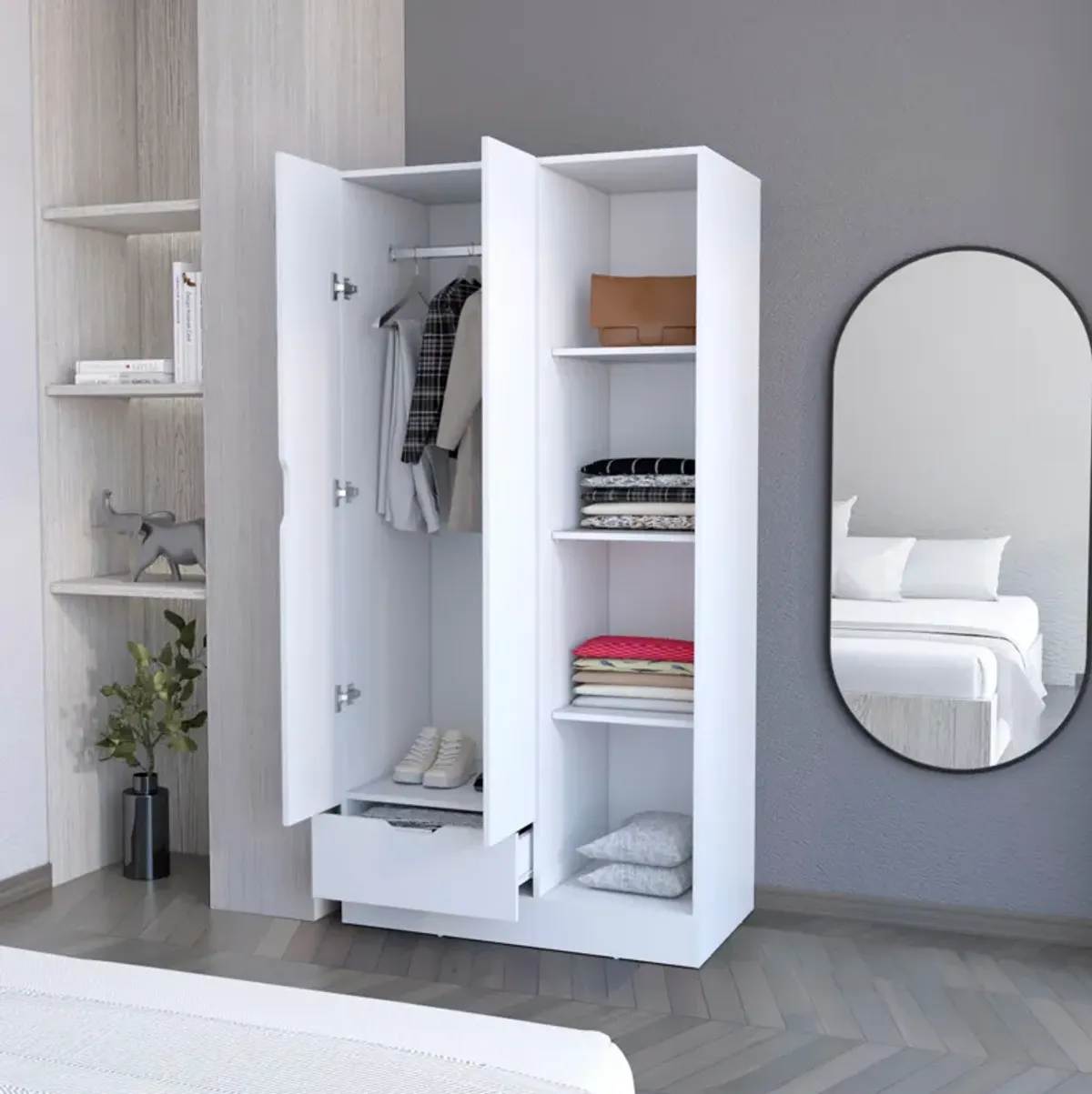 Streamdale Cimarron 2-Door Armoire With Open Compartment White