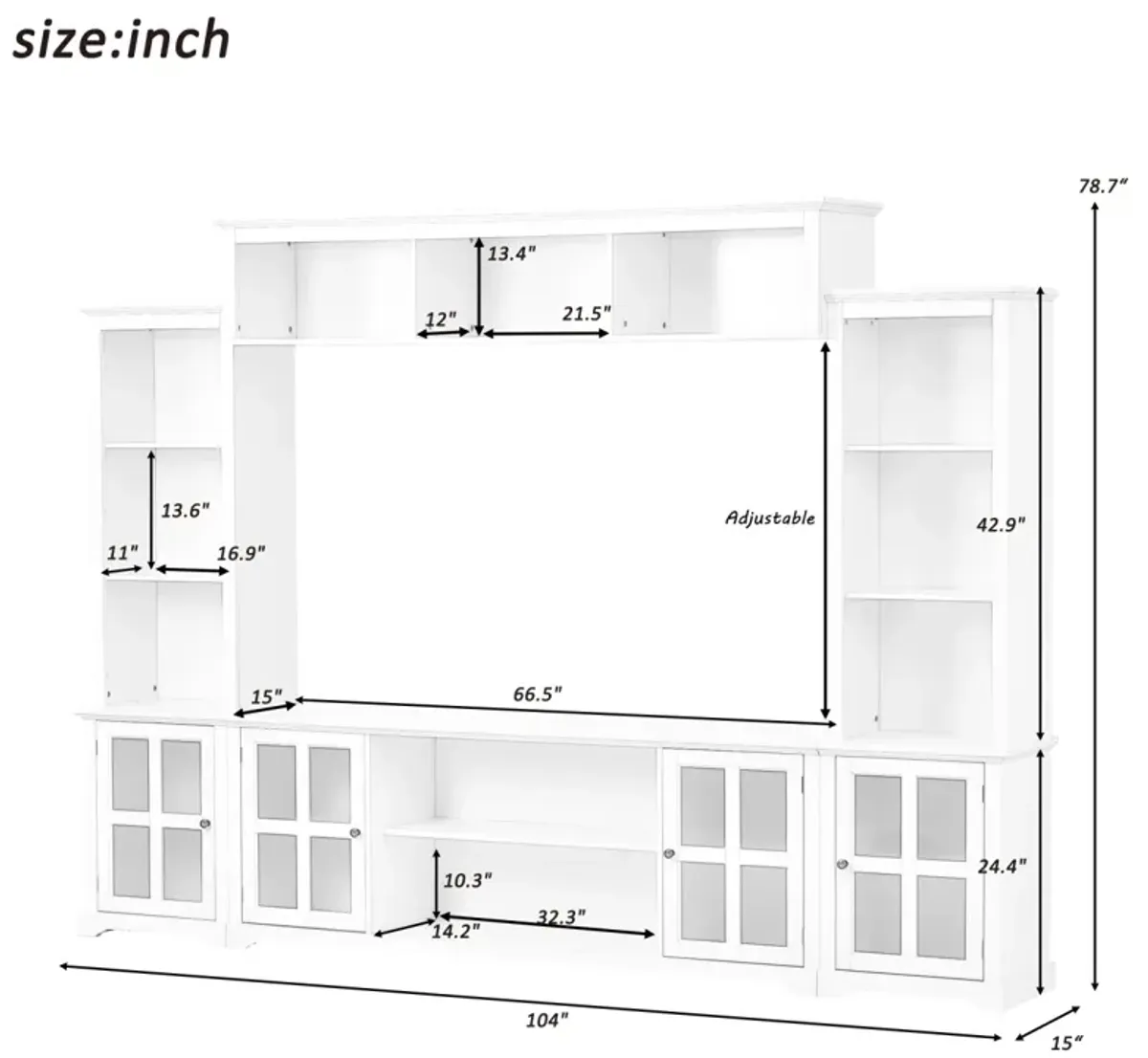 Minimalist White Entertainment Wall Unit for TVs Up To 70"