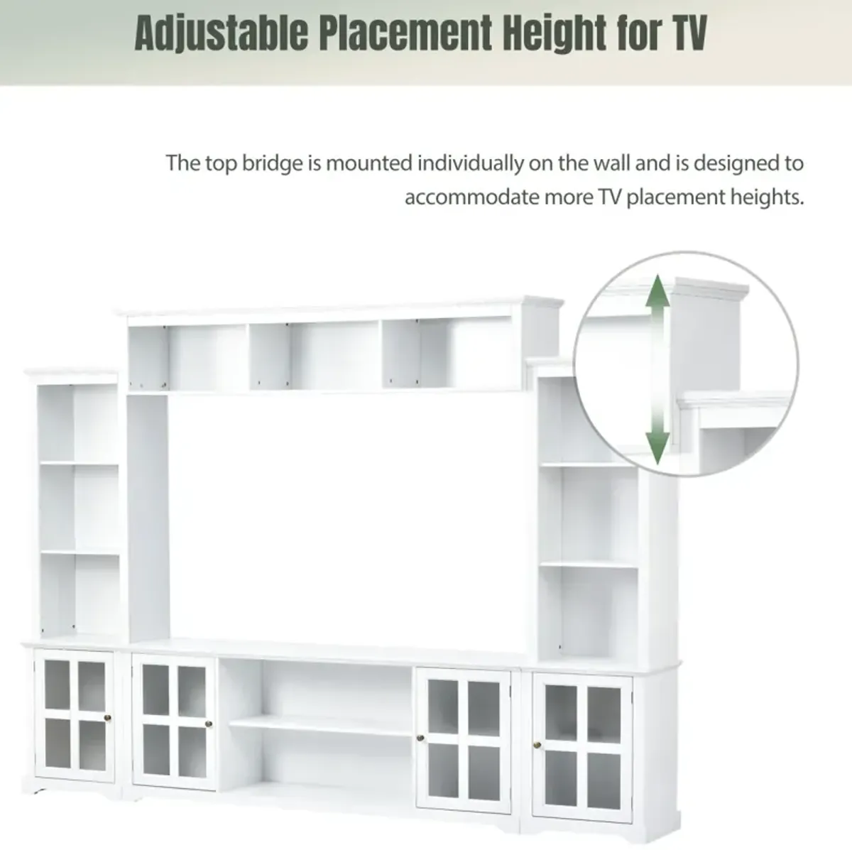 Minimalist White Entertainment Wall Unit for TVs Up To 70"