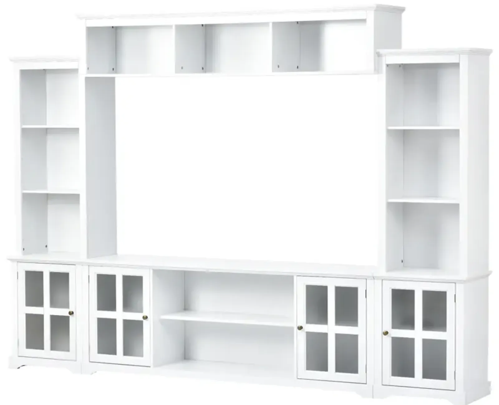 Minimalist White Entertainment Wall Unit for TVs Up To 70"