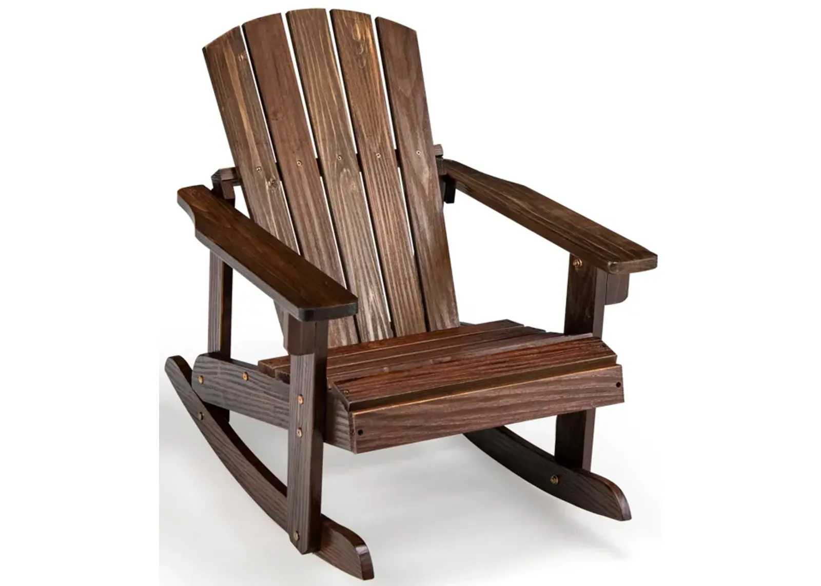 Outdoor Wooden Kid Adirondack Rocking Chair with Slatted Seat