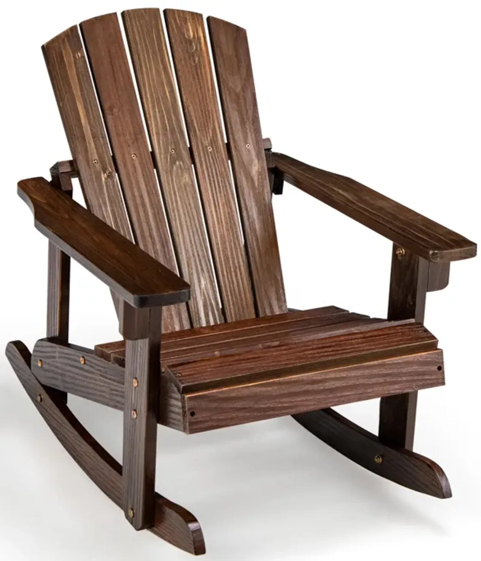 Outdoor Wooden Kid Adirondack Rocking Chair with Slatted Seat