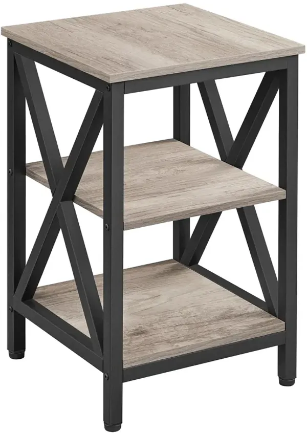 Yaheetech End Table Living Room, 3-Tier Side Table with Storage Shelves for Home Office, Industrial X Design Sofa Tables with St