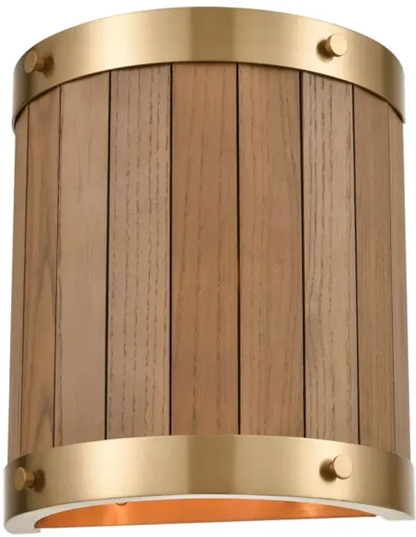 Wooden Barrel 2-Light Sconce