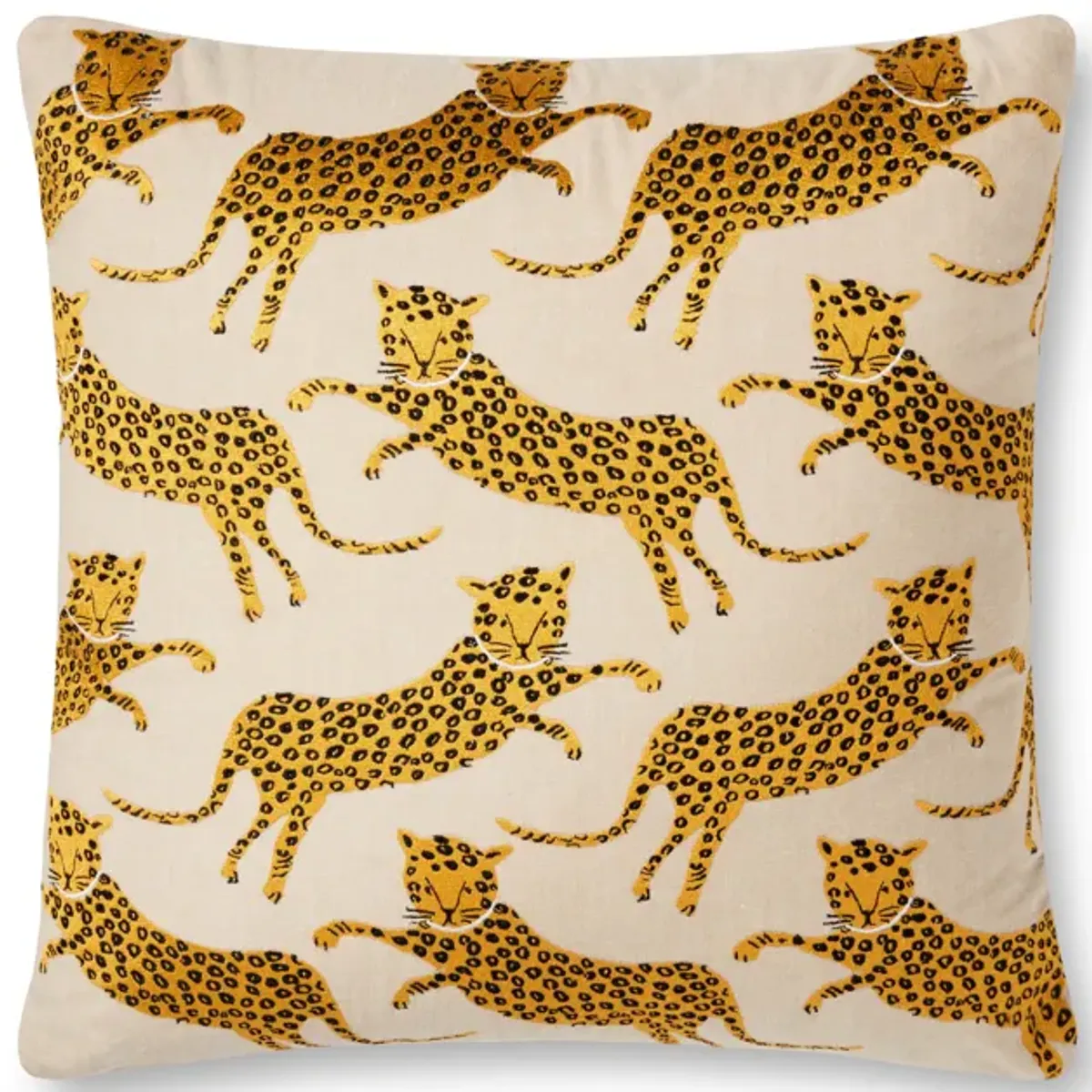 P6051 Natural/Gold 22"x22" Polyester Pillow by Rifle Paper Co. × Loloi