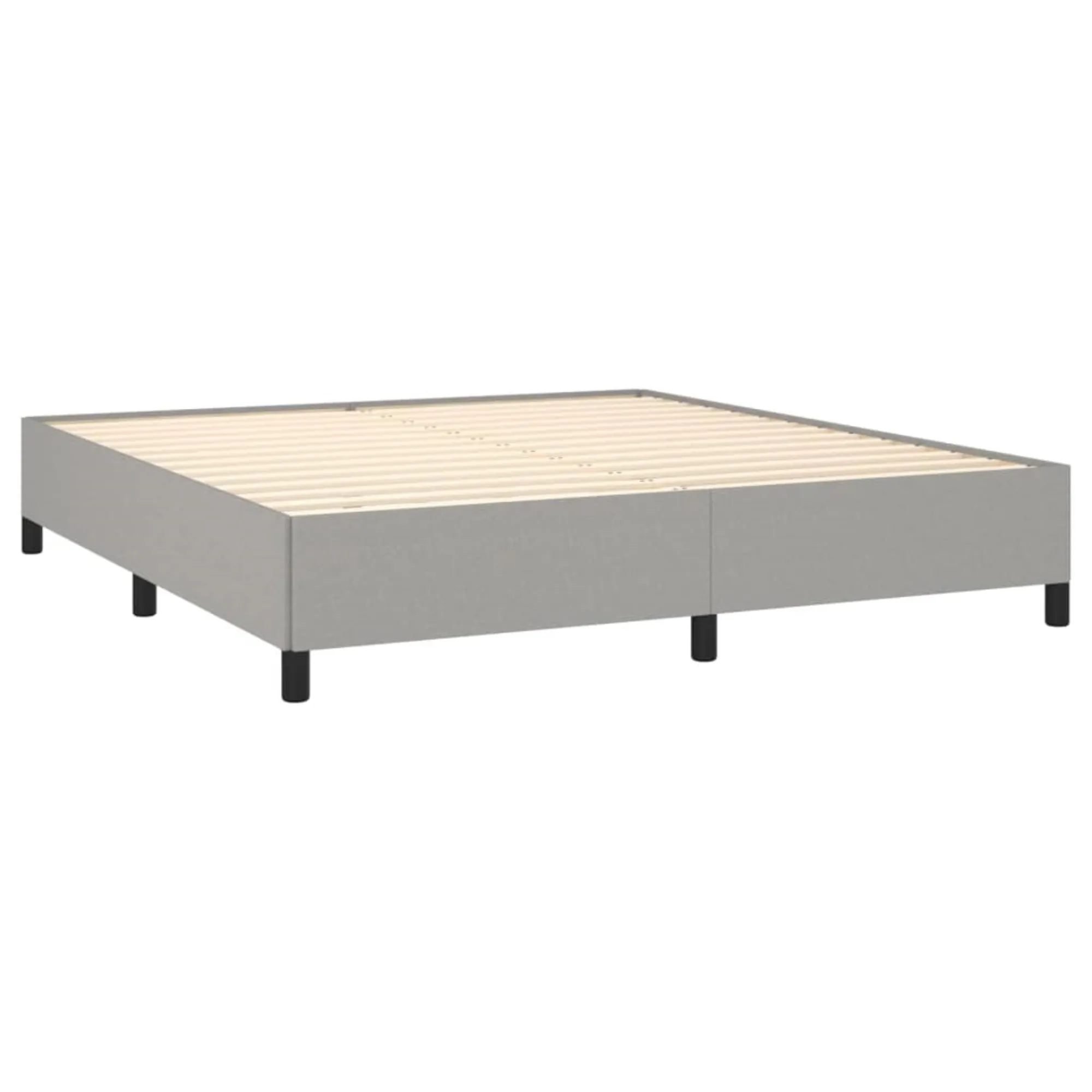 vidaXL King-Sized Bed Frame in Light Gray Fabric, Easy-to-Assemble, Featuring Sturdy Plywood Slats for Even Weight Distribution, Suitable for 76"x79.9" Mattress (not Included)'