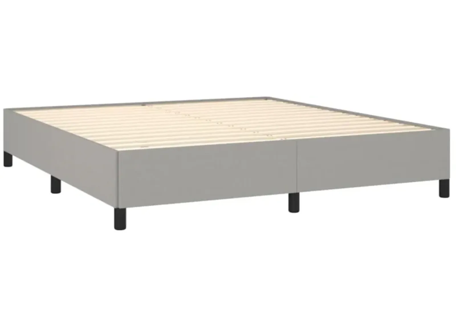 vidaXL King-Sized Bed Frame in Light Gray Fabric, Easy-to-Assemble, Featuring Sturdy Plywood Slats for Even Weight Distribution, Suitable for 76"x79.9" Mattress (not Included)'