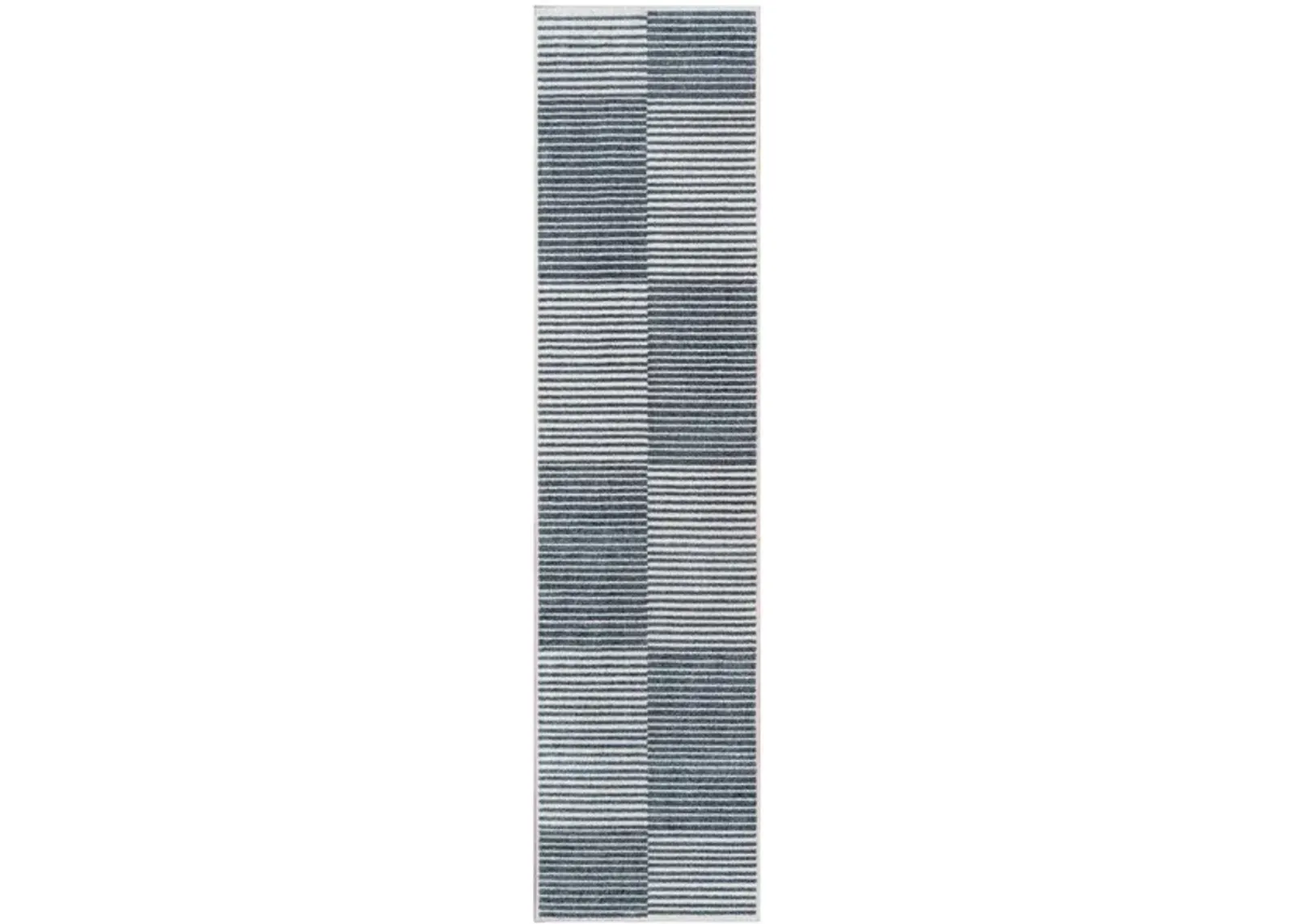 Shutter Minimalist Striped Plaid Machine-Washable Dark Gray/Cream 2 ft. x 8 ft. Runner Rug