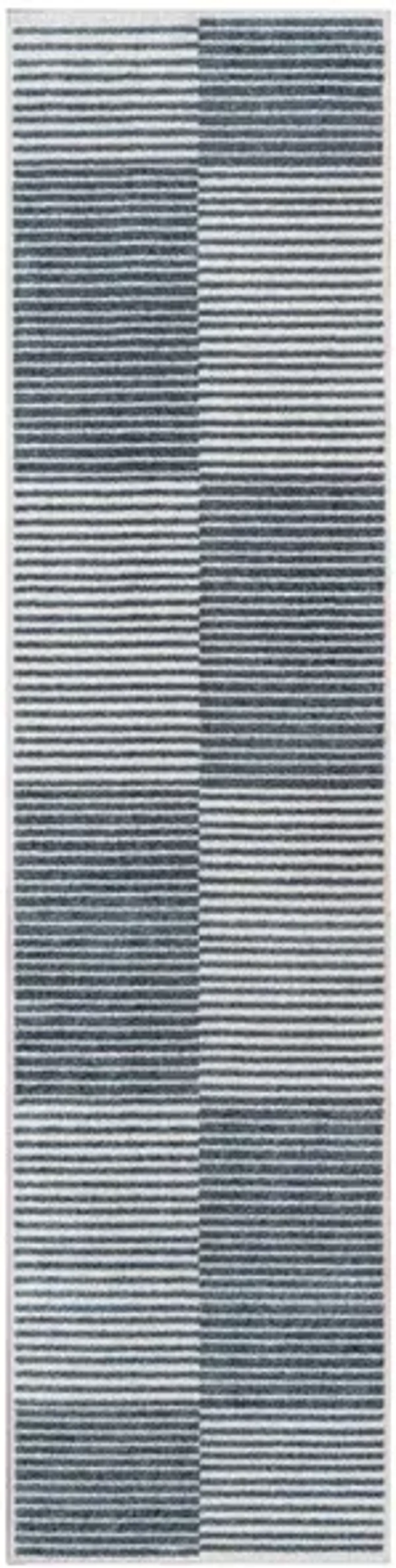 Shutter Minimalist Striped Plaid Machine-Washable Dark Gray/Cream 2 ft. x 8 ft. Runner Rug