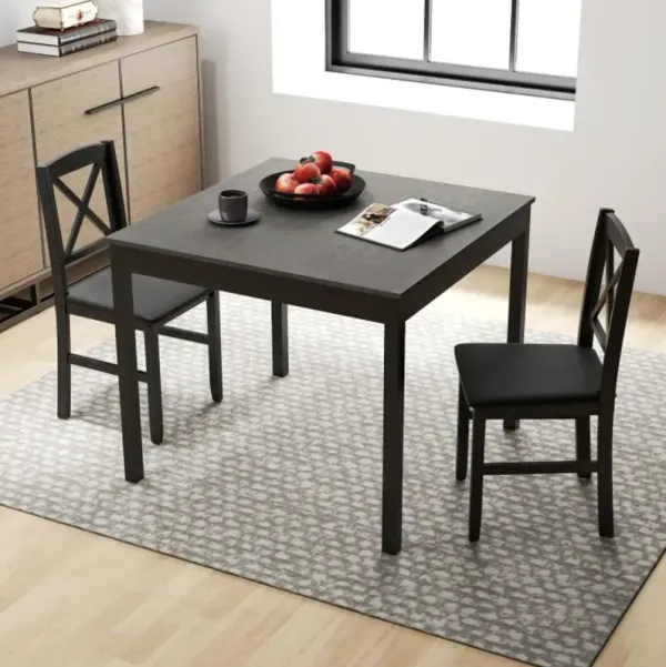 Hivvago 3-Piece Dining Table Set Wooden Square Kitchen Table for 2 People