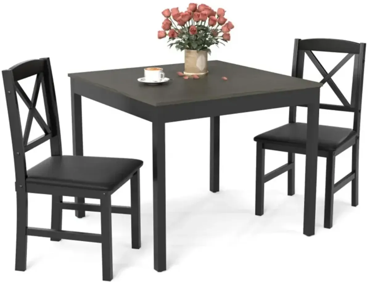 Hivvago 3-Piece Dining Table Set Wooden Square Kitchen Table for 2 People