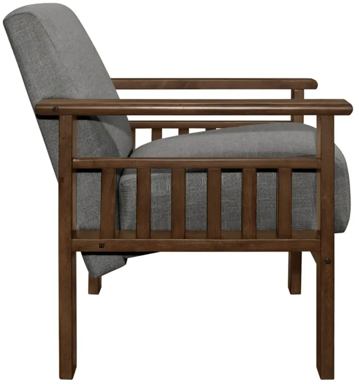 Bella 32 Inch Accent Chair Armchair, Storage Arms, Light Gray, Solid Wood - Benzara