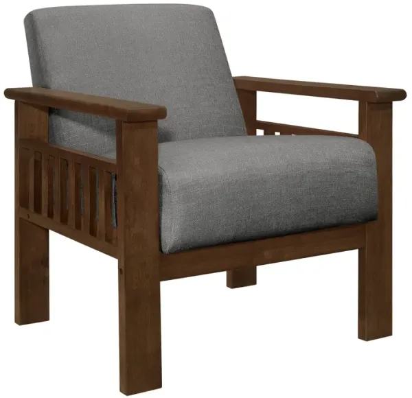 Bella 32 Inch Accent Chair Armchair, Storage Arms, Light Gray, Solid Wood - Benzara