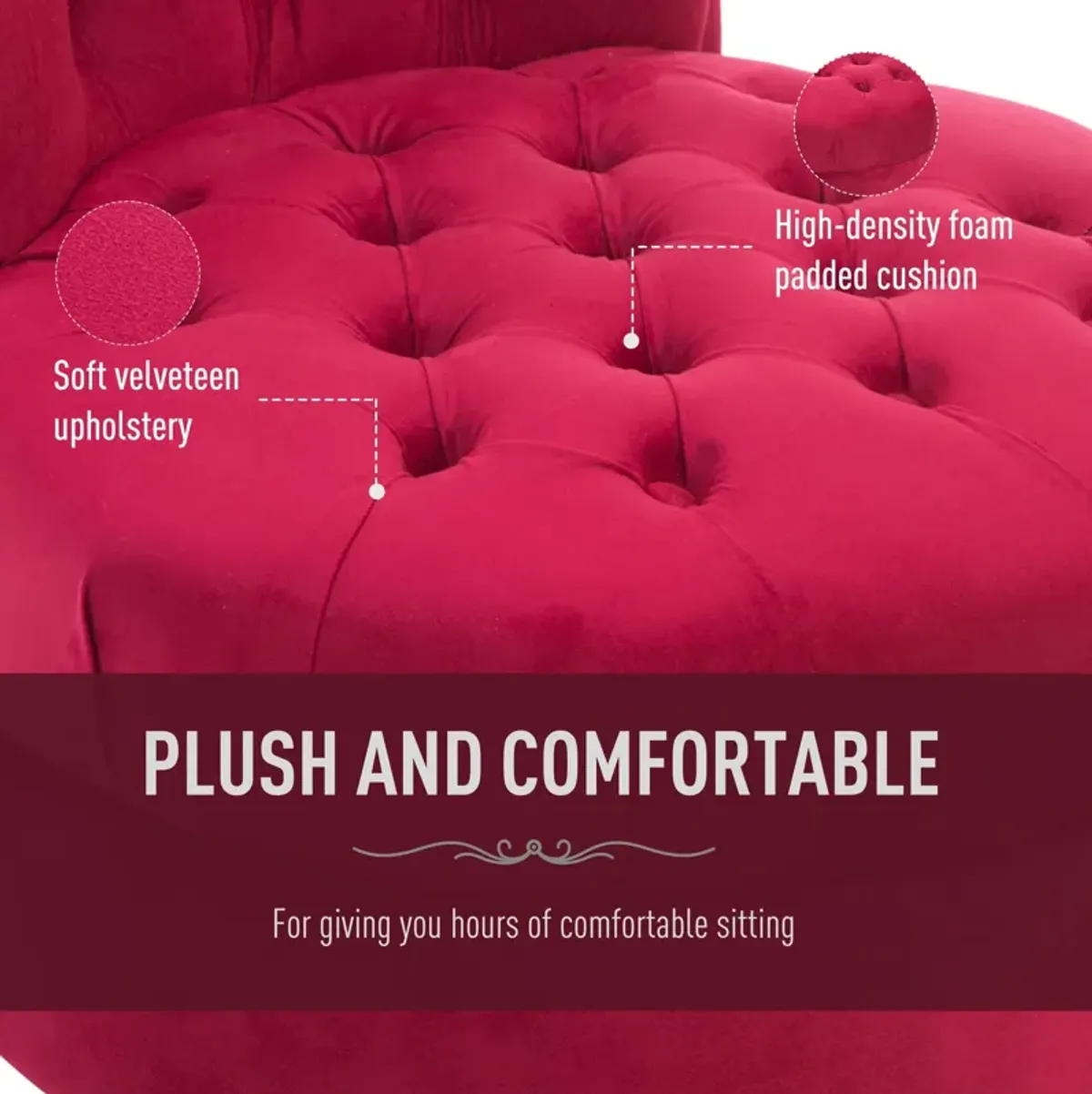 Crimson Throne: Retro High-Back Accent Chair with Button-Tufted Royal Design