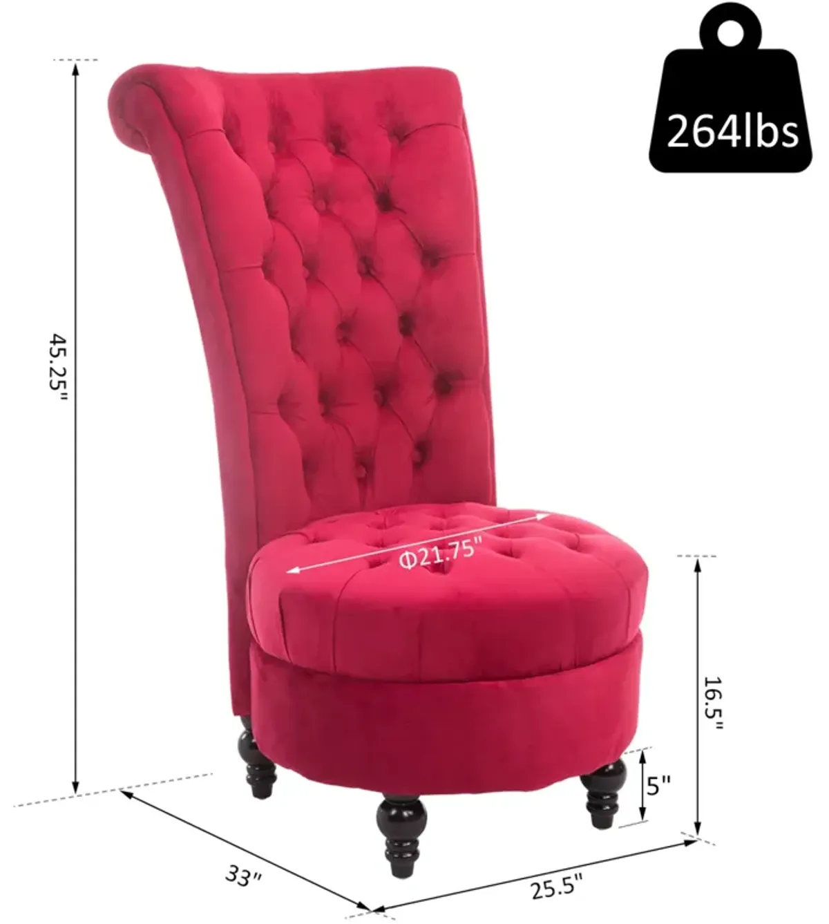 Crimson Throne: Retro High-Back Accent Chair with Button-Tufted Royal Design