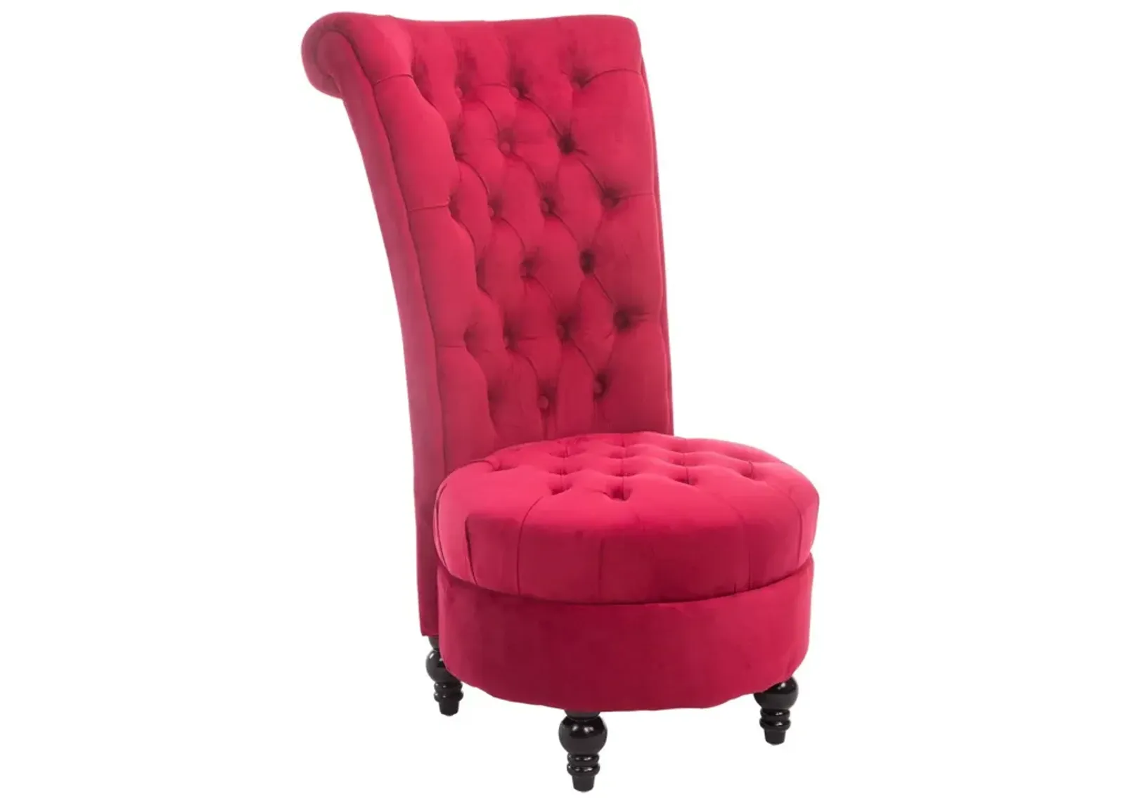 Crimson Throne: Retro High-Back Accent Chair with Button-Tufted Royal Design