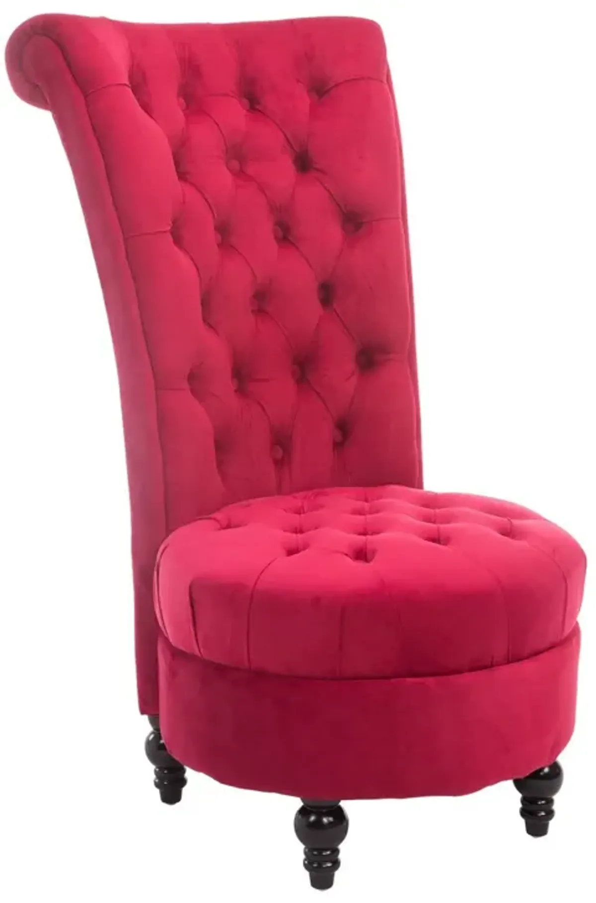 Crimson Throne: Retro High-Back Accent Chair with Button-Tufted Royal Design