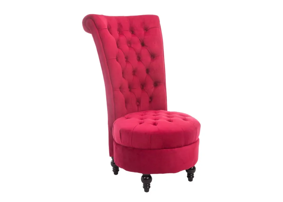 Crimson Throne: Retro High-Back Accent Chair with Button-Tufted Royal Design