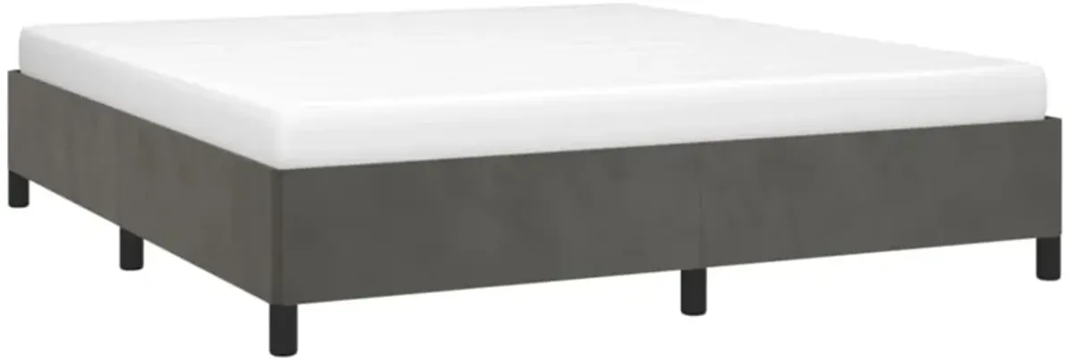 vidaXL King Size Bed Frame - Dark Gray Velvet, Stylish and Elegant - Fits 76"x79.9" Mattress, Constructed from Durable Plywood and Engineered Wood