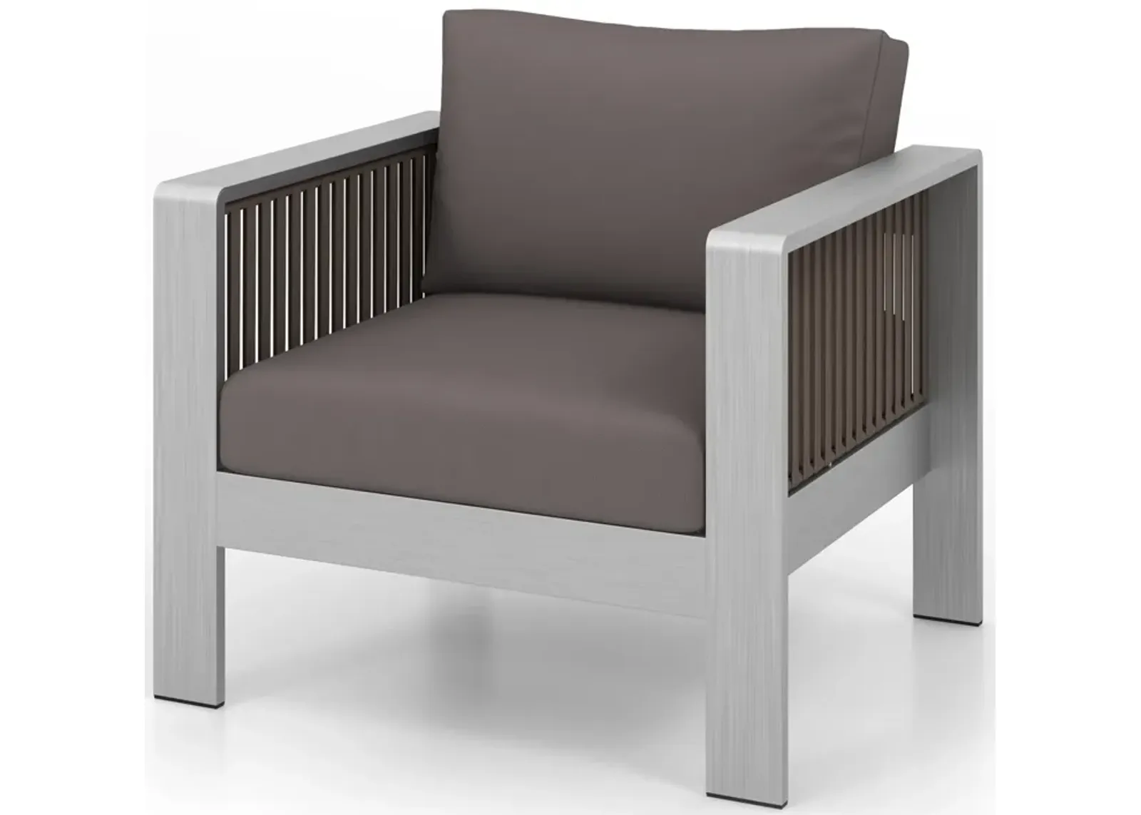 Patio Furniture Aluminum Armchair with Thick Back and Seat Cushion