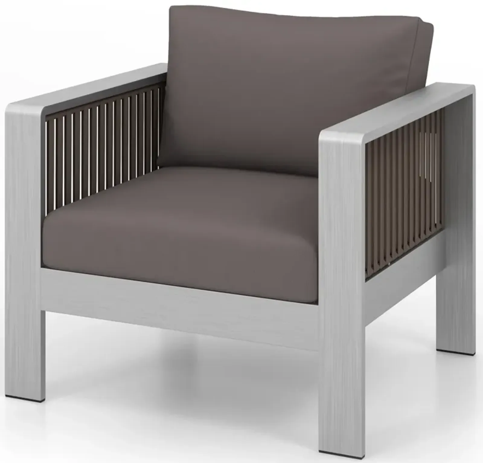 Patio Furniture Aluminum Armchair with Thick Back and Seat Cushion