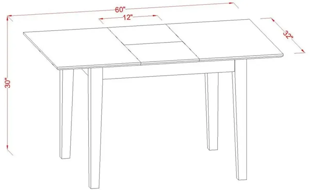 Picasso Table 32 in x 60in with 12 in butterfly leaf - Mahogany Finish