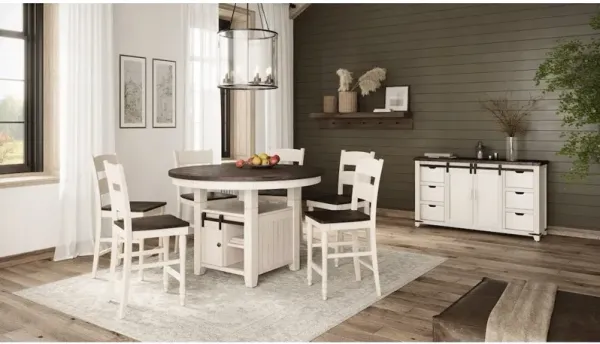 Jofran Seven Piece Reclaimed Solid Wood Counter Height Round Dining Set