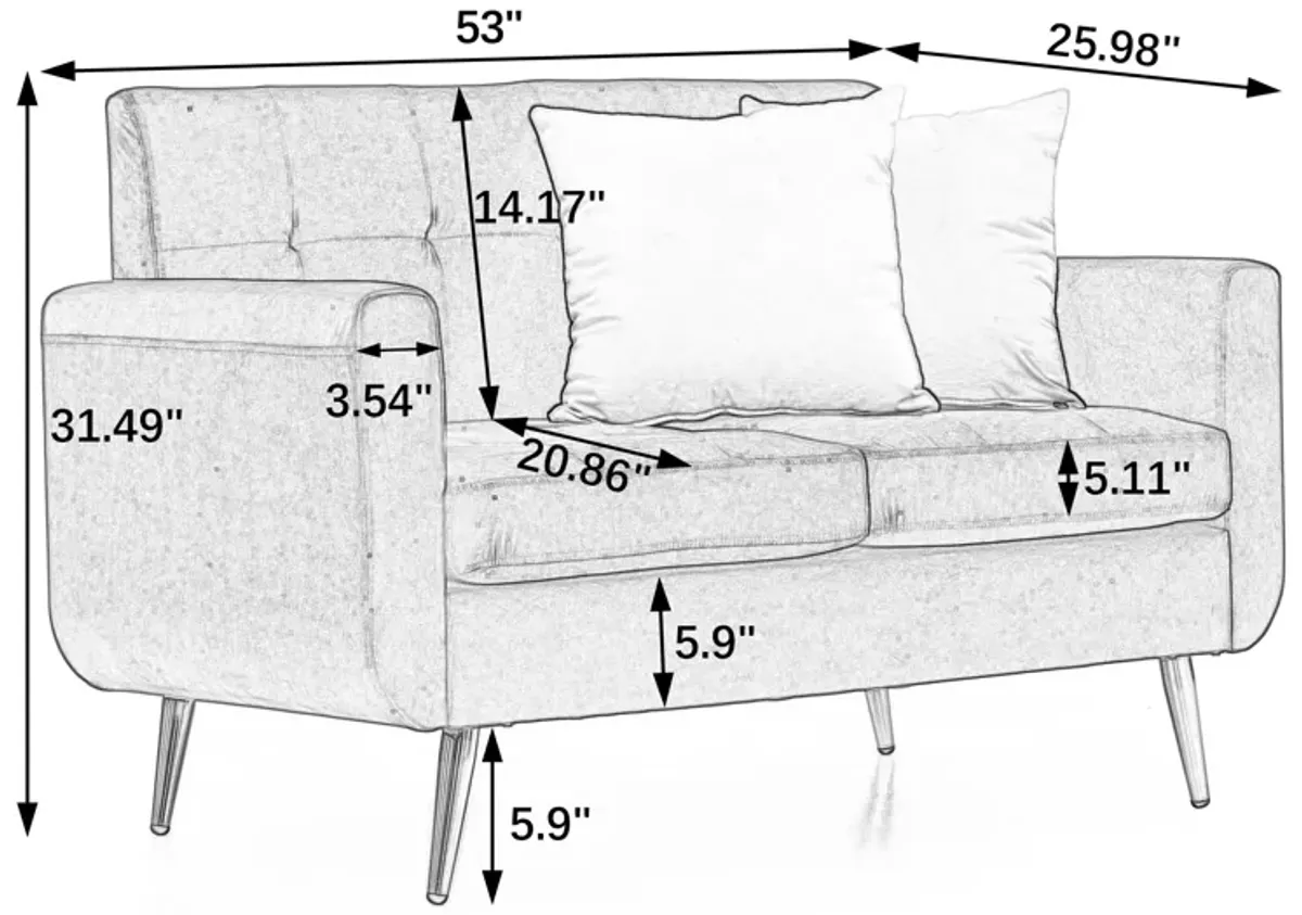 Merax Mid Century Button Tufted Loveseat Sofa