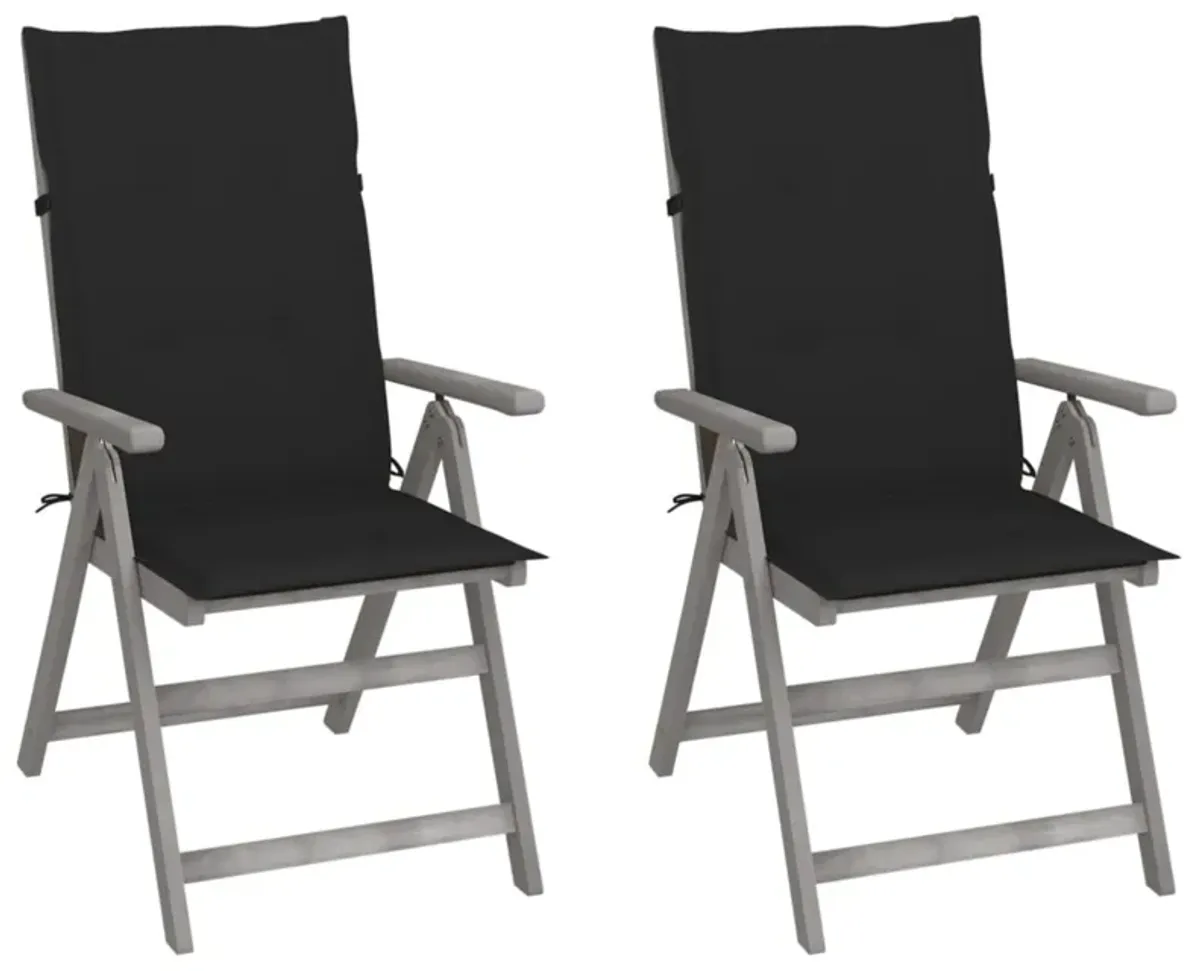 vidaXL Patio Reclining Chairs 2 pcs with Cushions Solid Acacia Wood