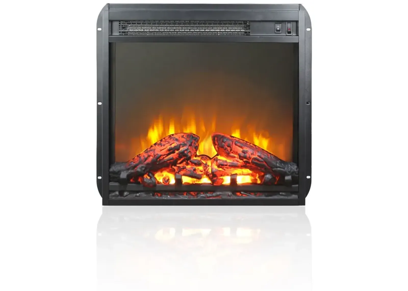 18 Inch Electric Fireplace Insert, Ultra Thin Heater With Log Set & Realistic Flame, Overheat