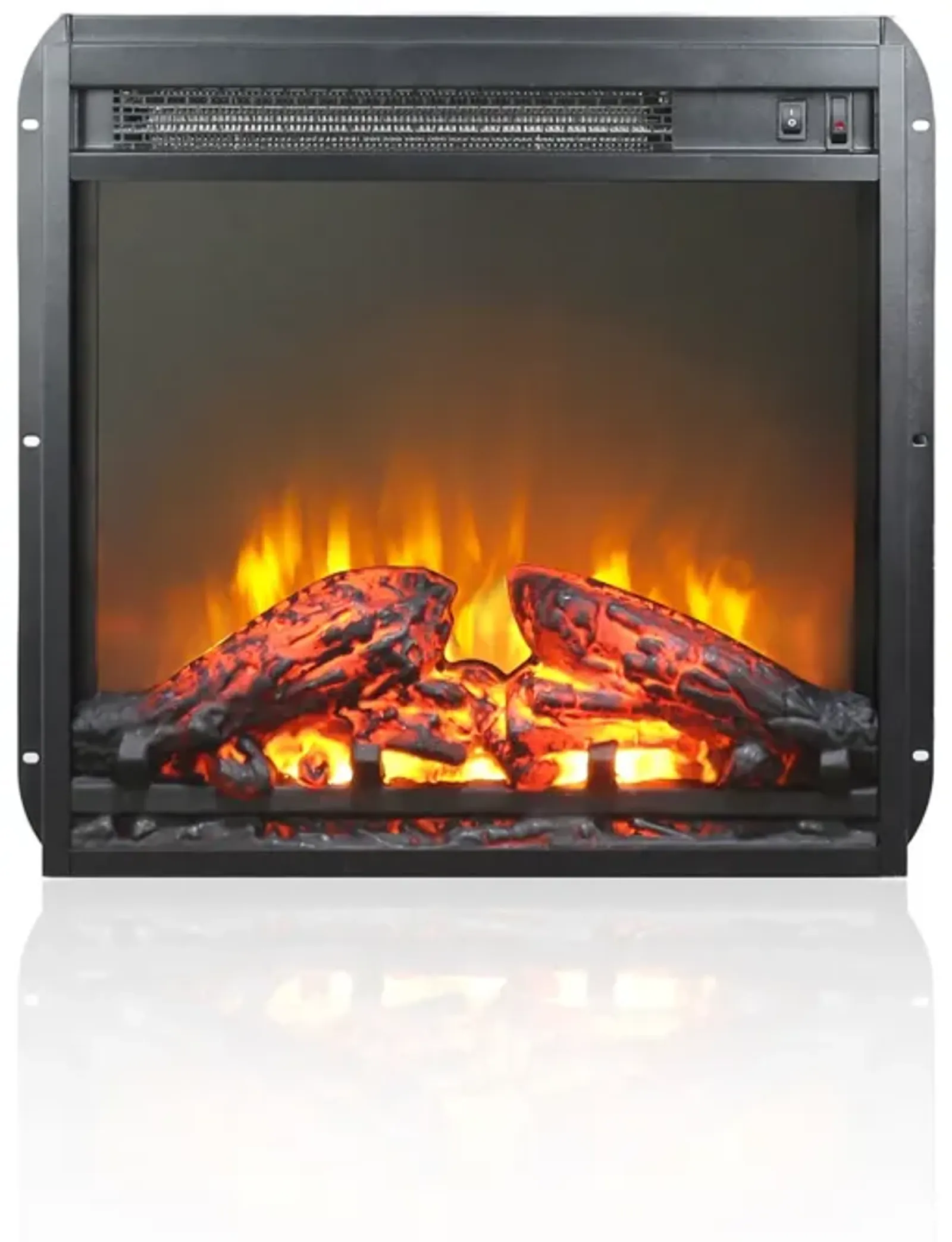 18 Inch Electric Fireplace Insert, Ultra Thin Heater With Log Set & Realistic Flame, Overheat