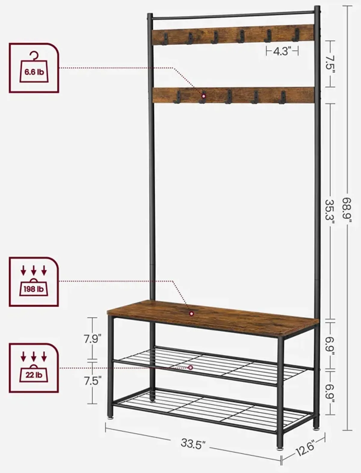 Hall Tree with Shoe Storage Bench