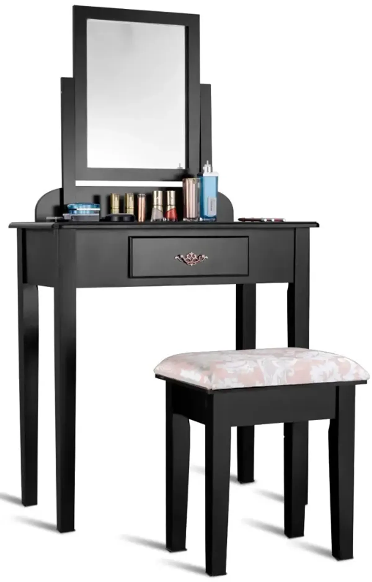 Vanity Dressing Table Stool Set with Large Makeup Mirror