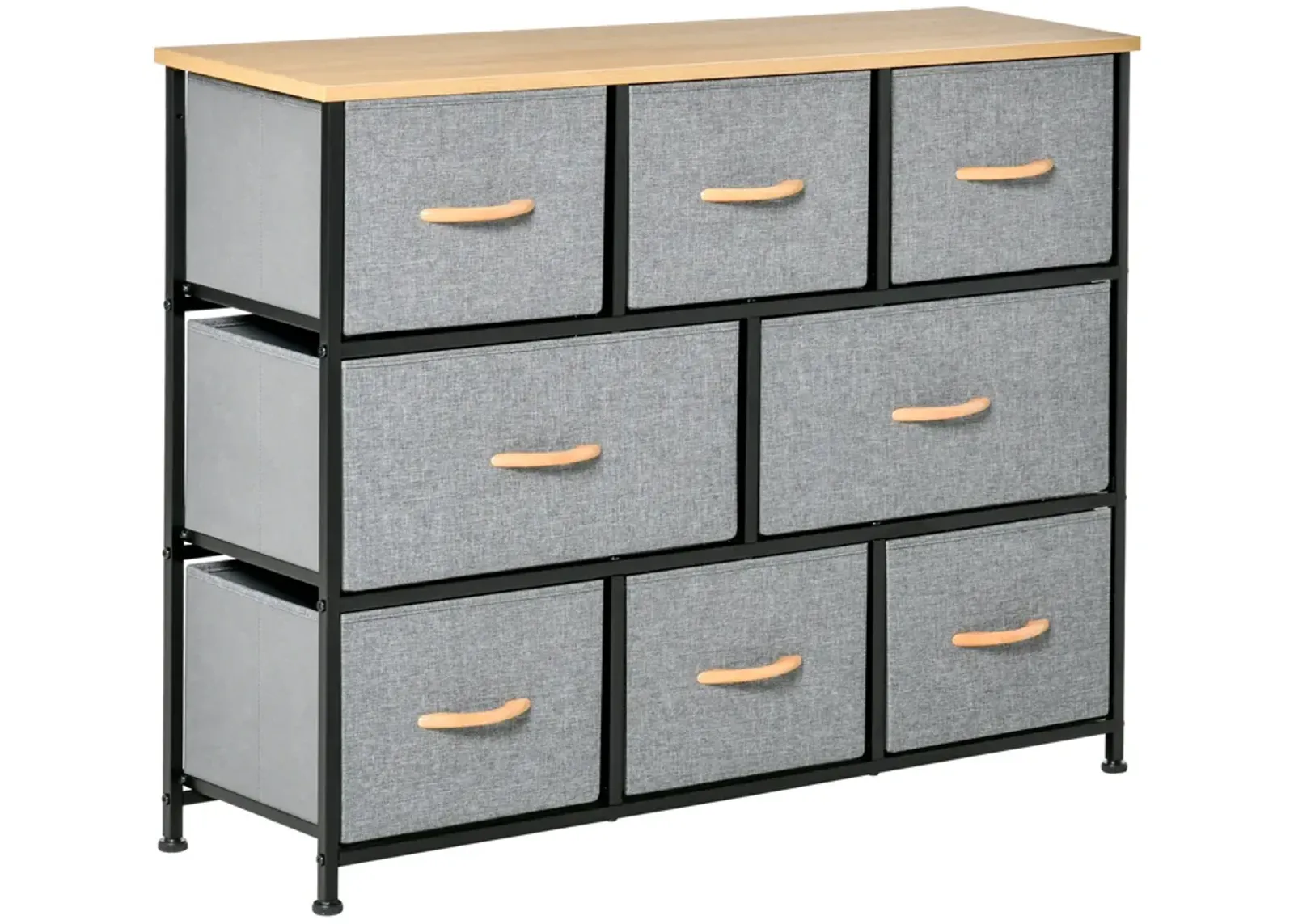 Light Gray Bedroom Storage: 8-Drawer Fabric Dresser with Steel Frame